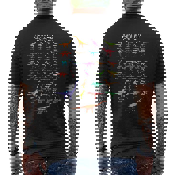 恐竜の種類 アルファベット A-Z Abc 恐竜 メンズTシャツ バックプリント