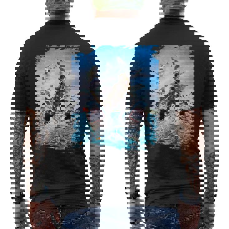 恐竜乗馬サメ ビーチオーシャンサメ サングラス 面白い メンズTシャツ バックプリント