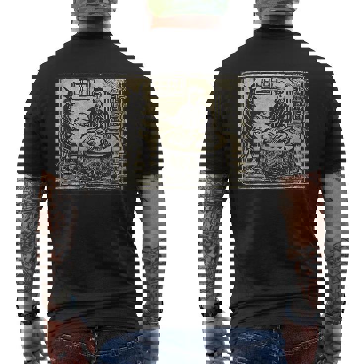 悪魔 オカルト 鬼 召喚 ゴス ホラー 美的 ウッドカット メンズTシャツ バックプリント