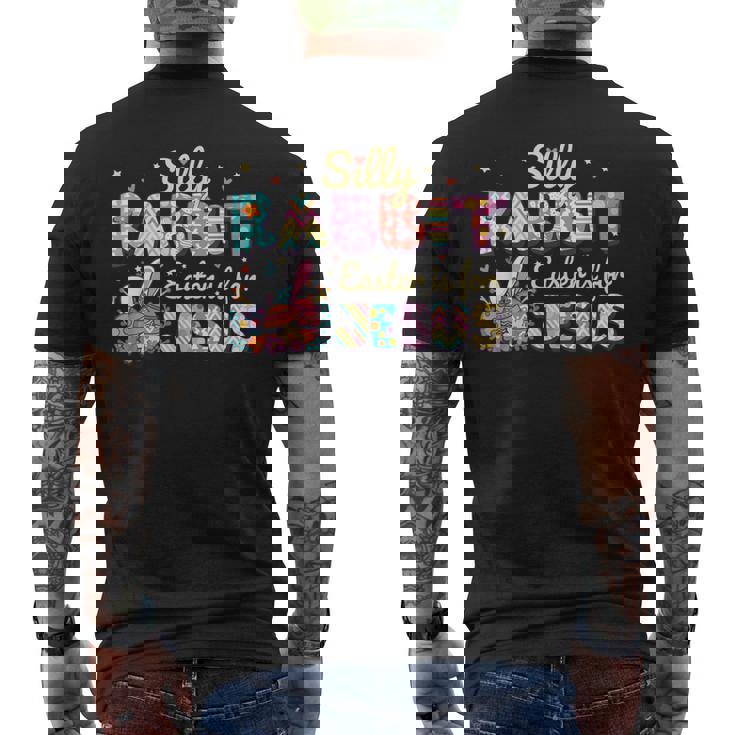 愚かなウサギ イースターはイエスのためです イースターバニー かわいいクリスチャン メンズTシャツ バックプリント