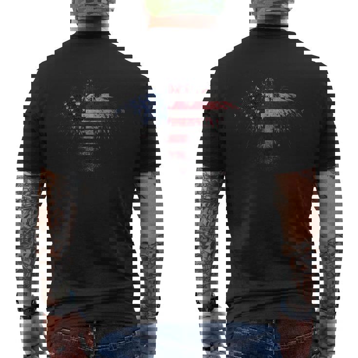 愛国的なアメリカンイーグルフラッグ メンズTシャツ バックプリント