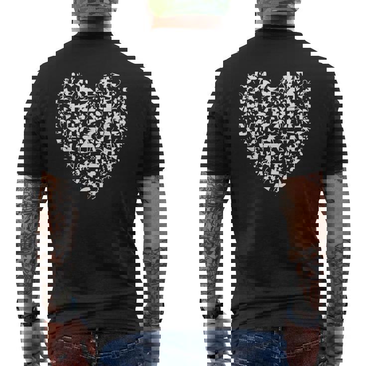 愛猫ハートコラージュ猫 メンズTシャツ バックプリント