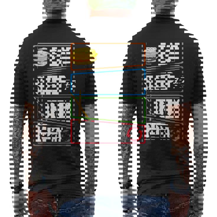 打楽器 ドラム 音楽 ドラマー ミュージシャン プレイヤー メンズTシャツ バックプリント