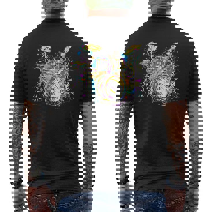 抽象アート ドラム ミュージシャン 音楽バンド 王座 ヌース メンズTシャツ バックプリント