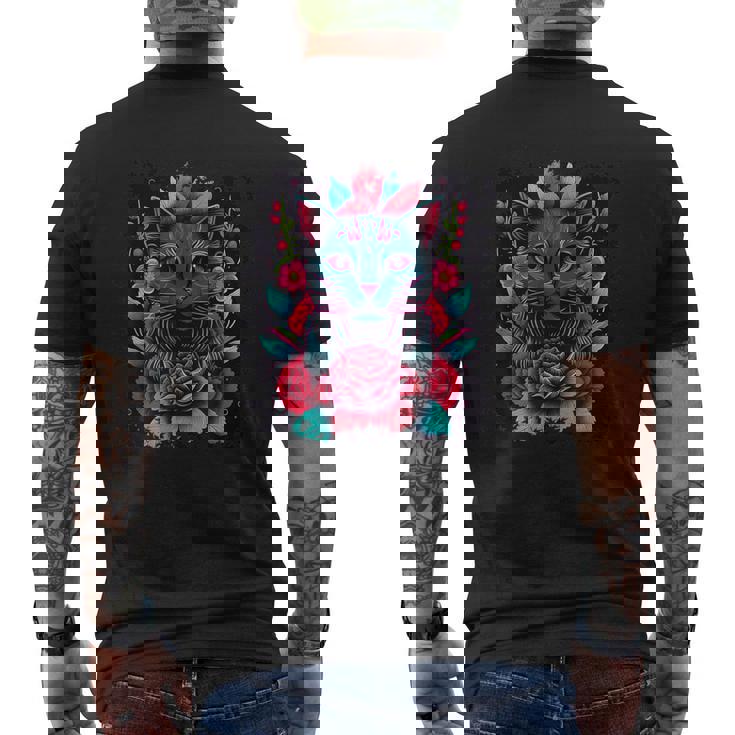 抽象的な猫ポップアートグラフィティ メンズTシャツ バックプリント