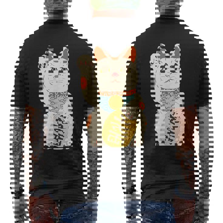 招き猫 日本の招き猫まねき猫日本の幸運猫 メンズTシャツ バックプリント