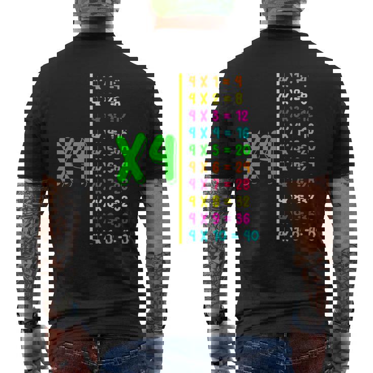 掛け算表4 小学生 算数の日 キッズ 男の子 メンズTシャツ バックプリント