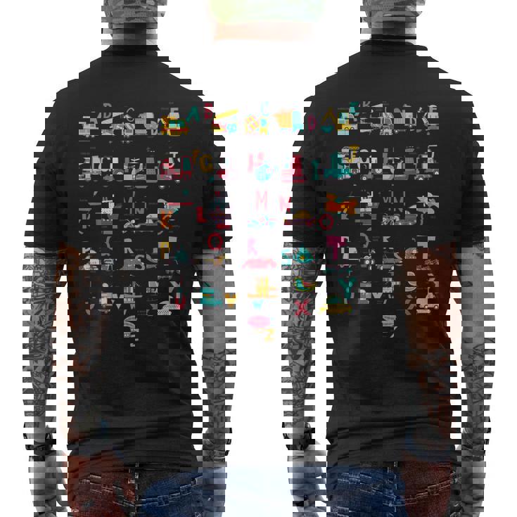 救急車掘削機ヘリコプタートラック車両abc幼児 メンズTシャツ バックプリント