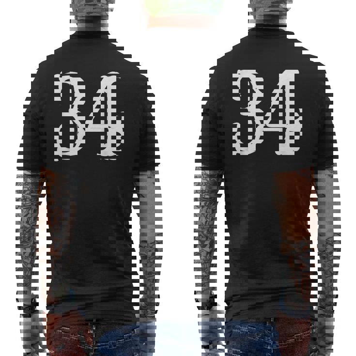 数字 34インチ ホワイト 大 太字 アメリカンウエストスタイル フォント メンズTシャツ バックプリント