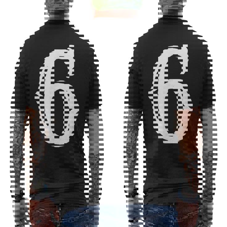 数字 6 インチ 白 大 太字 アメリカ 西部 スタイル フォント メンズTシャツ バックプリント