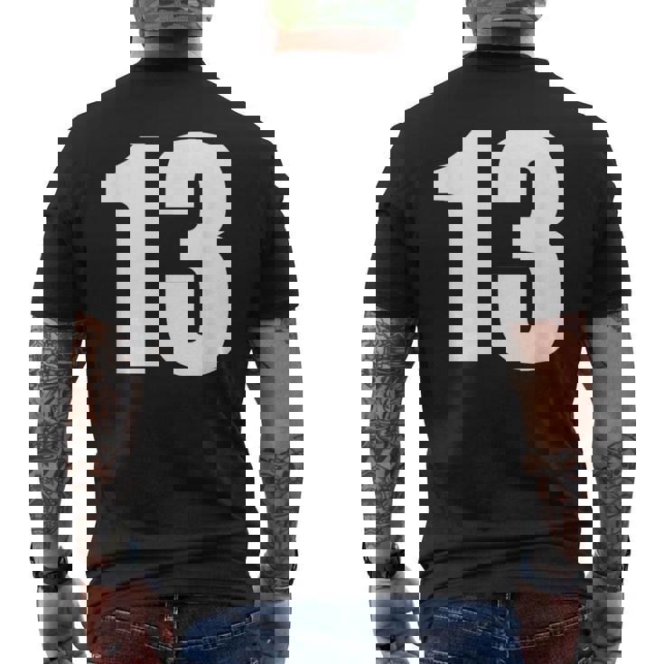 数字 Nhirn 数字 13 プレーン 白 数字 メンズTシャツ バックプリント