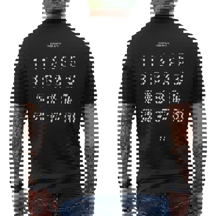 数字デザイン フィボナッチのエピソード メンズTシャツ バックプリント