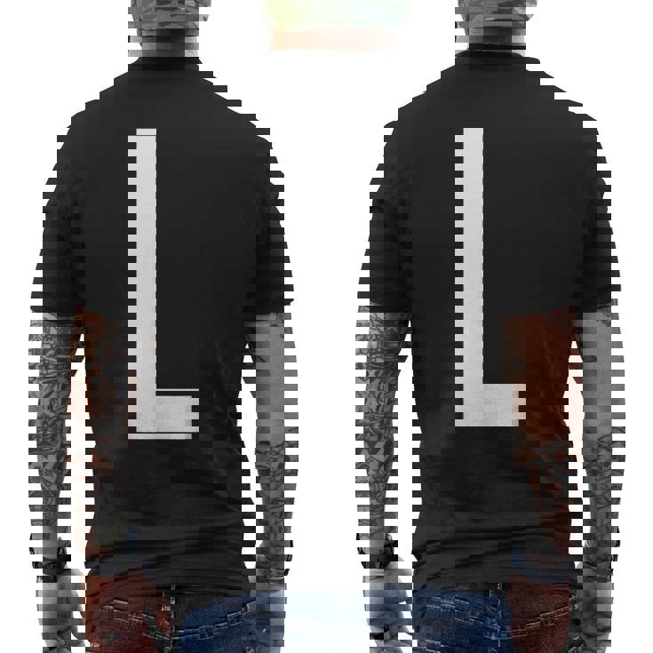 文字l アルファベットモノグラム イニシャル メンズTシャツ バックプリント