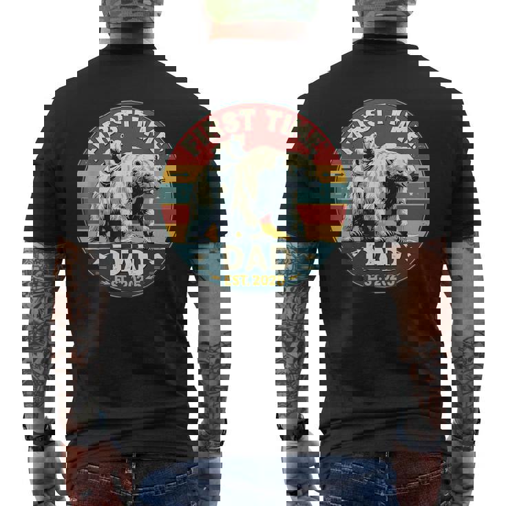 新しいお父さんと赤ちゃん熊の初めての父の日エスト2025 メンズTシャツ バックプリント