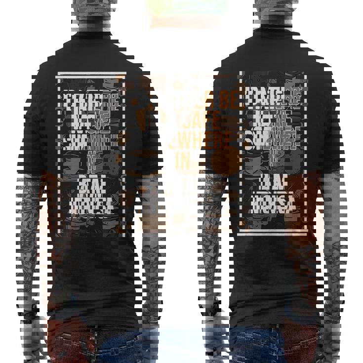 旅行とコーヒー愛好家 バタムインドネシア メンズTシャツ バックプリント