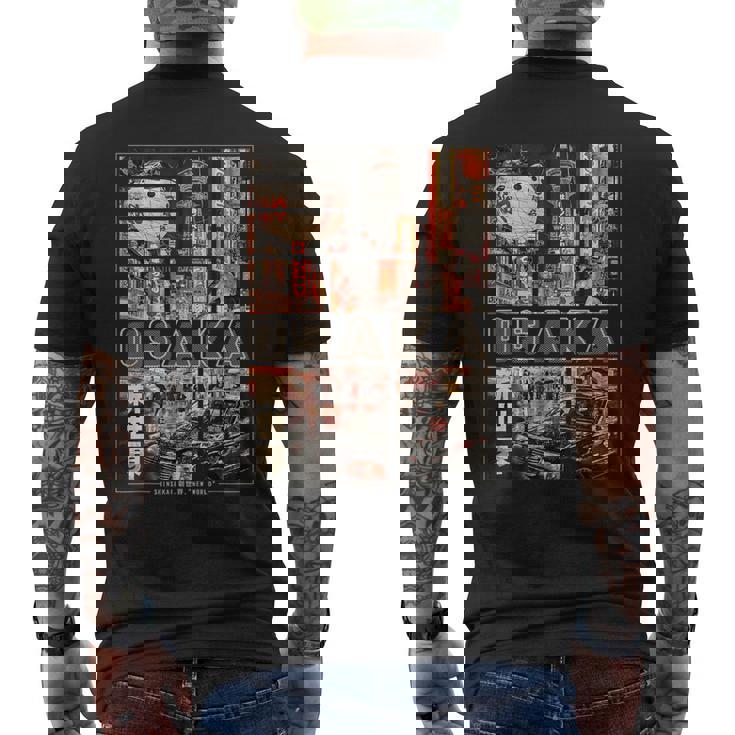 日本 大阪 ヴェイパーウェイヴ 日本語 レトロ な雰囲気 美学 メンズTシャツ バックプリント