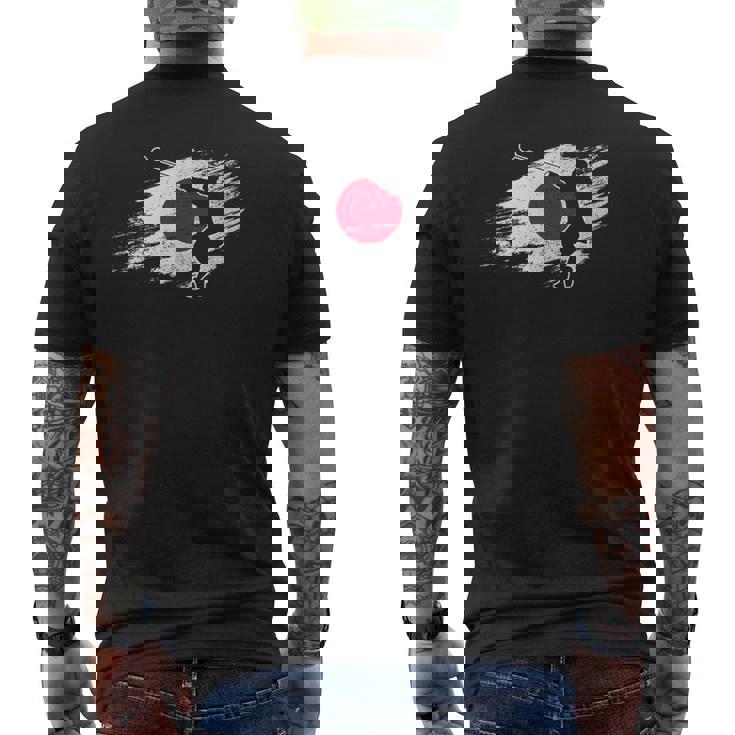 日本 日の丸陸上競技ハンマー投げ メンズTシャツ バックプリント