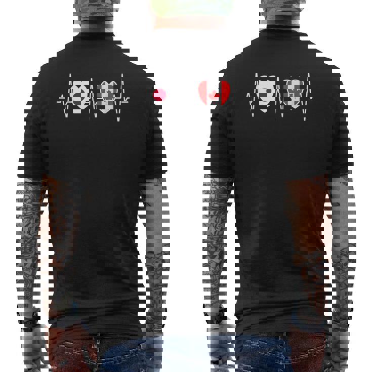 日本とカナダ カナダ国旗 国旗 メンズTシャツ バックプリント