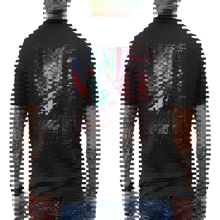 日本のサイバーパンク ヴェイパーウェーブ アニメ 美学 メンズTシャツ バックプリント