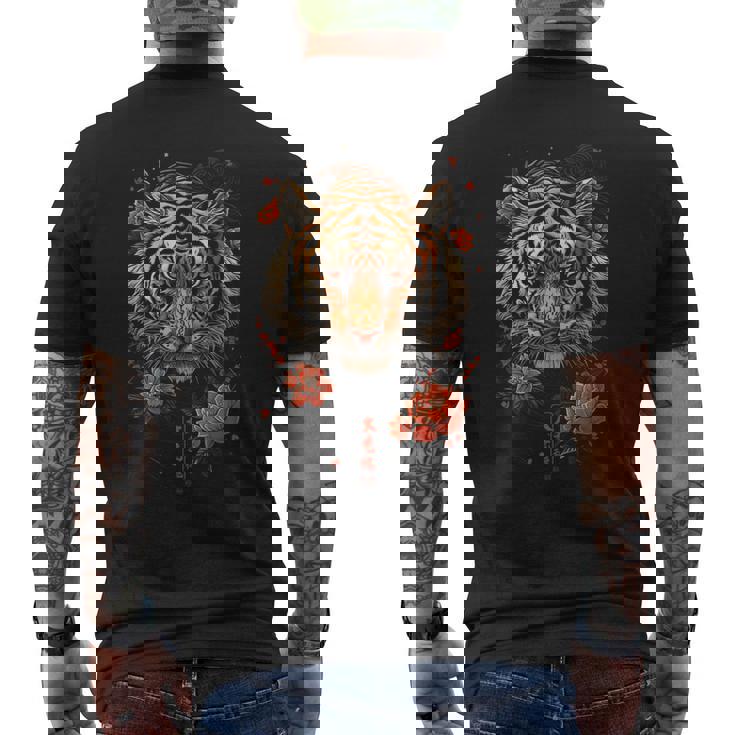 日本のタイガーフェイス 面白いグラフィックtシャツ メンズTシャツ バックプリント