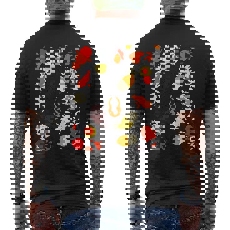 日本のランチュウ 金魚グラフィック メンズTシャツ バックプリント