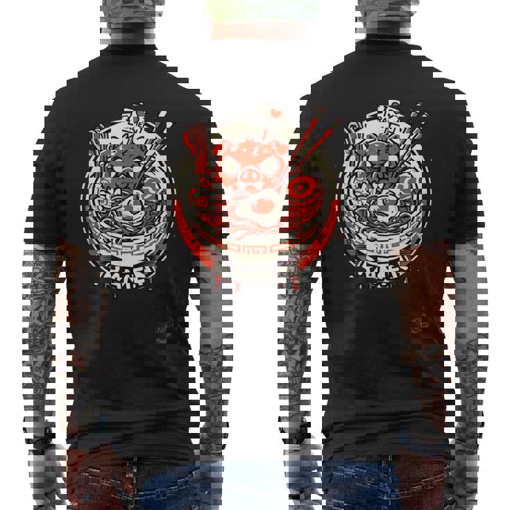 日本のラーメンは豚が大好き、ラーメンが大好き メンズTシャツ バックプリント