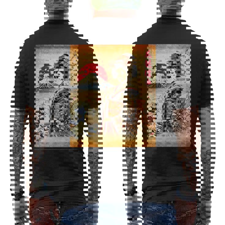 日本の伝統の優雅さ メンズTシャツ バックプリント