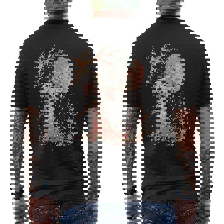 日本の伝統的な弓道アーチェリーアート桜のデザイン。 メンズTシャツ バックプリント