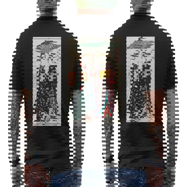 日本の伝統芸者 絵画 アート 水彩 お土産 メンズTシャツ バックプリント