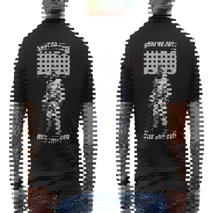 日本の柔道ゴリラグラップリング メンズTシャツ バックプリント