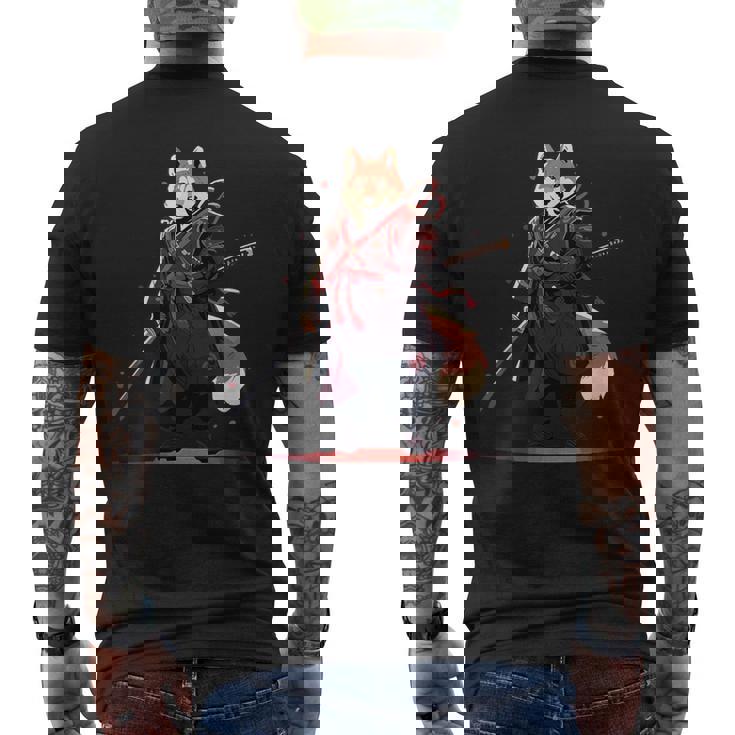 日本の柴犬浮世絵 アニメ 刀 おもしろい 日本の芸術 メンズTシャツ バックプリント