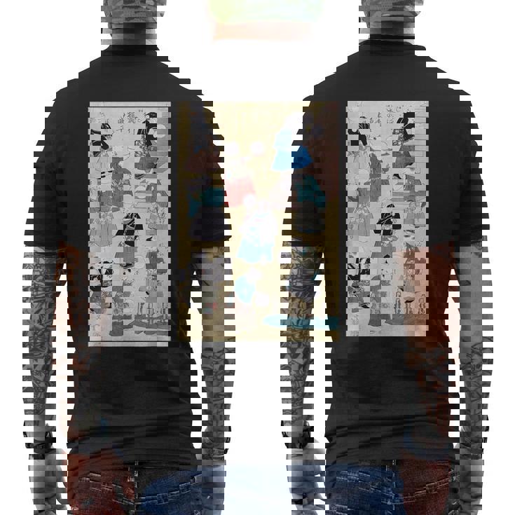 日本の猫 歌川国芳 流行猫の曲鞠 ヴィンテージ浮世絵 芸術の美的 日本の伝統美術 メンズTシャツ バックプリント