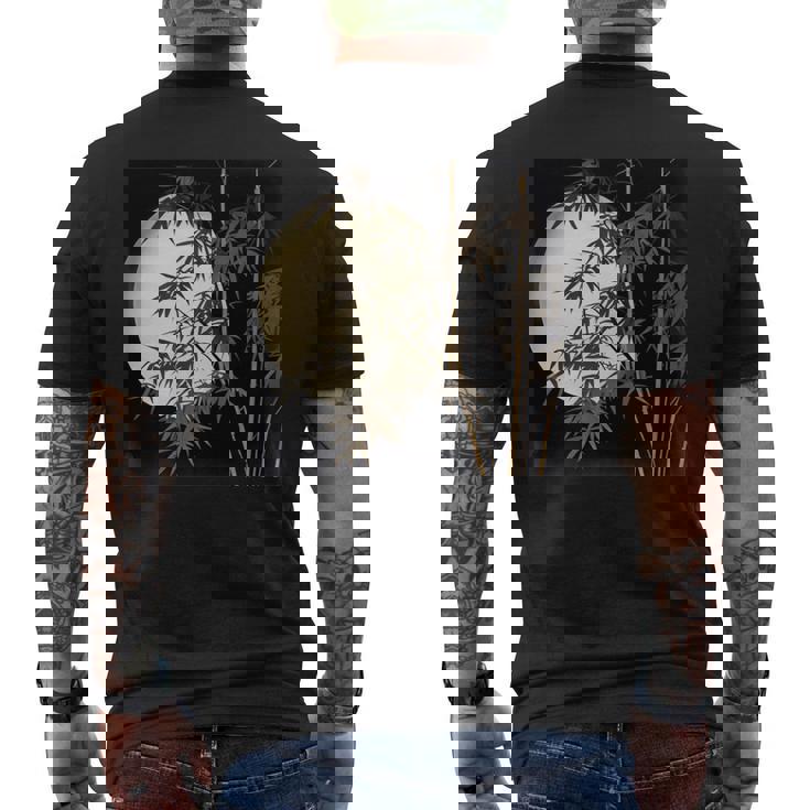 日本の竹と月 長袖tシャツ メンズTシャツ バックプリント