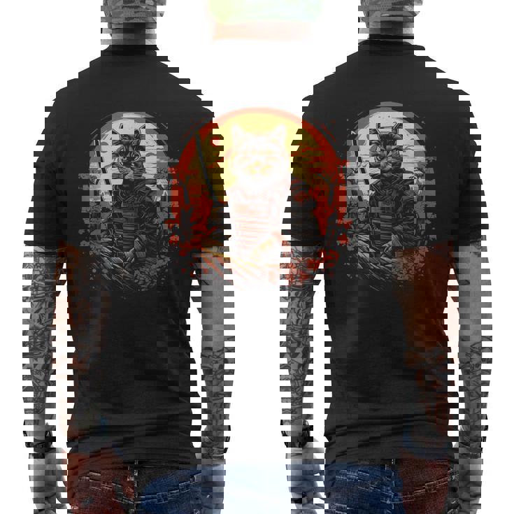 日本の芸術 猫 忍者 浮世絵 アニメスタイル サムライキャット 猫好き 愛猫家 ペット 猫飼い 可愛い ネコ ねこ 猫 メンズTシャツ バックプリント