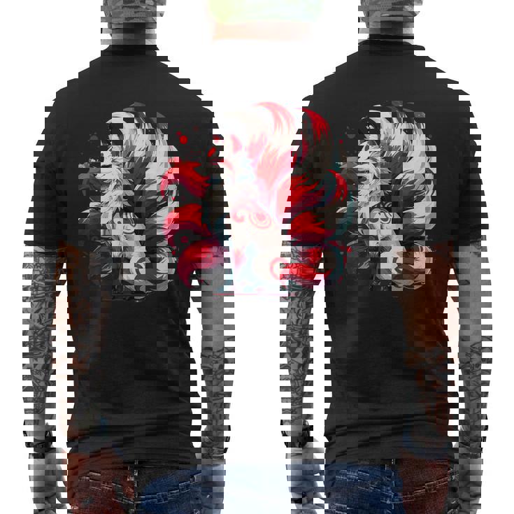 日本アニメ キツネ 九尾 メンズTシャツ バックプリント