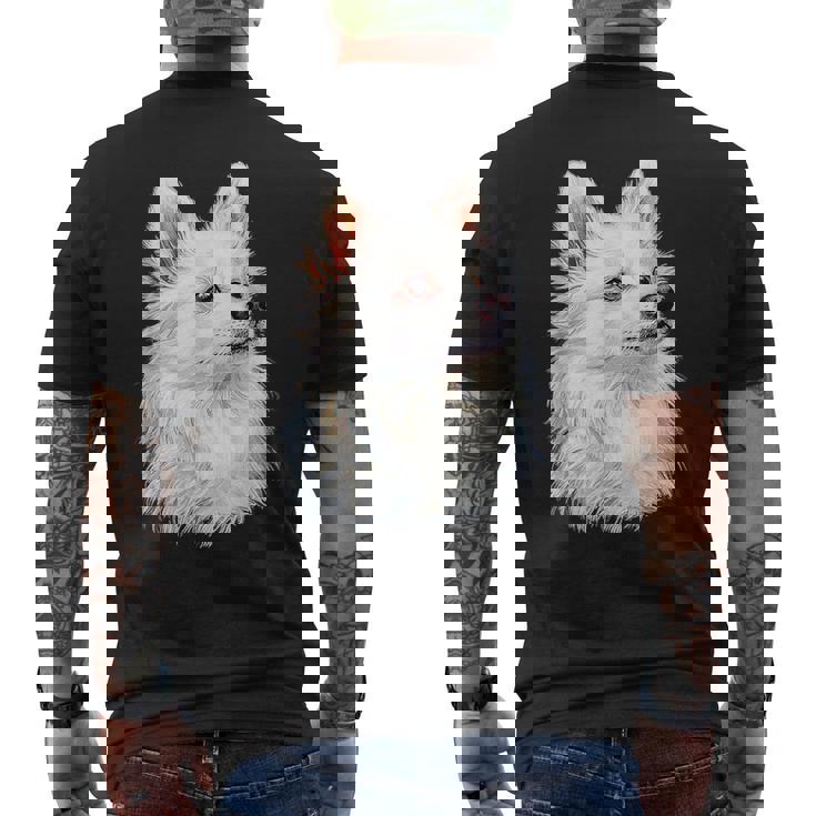 日本スピッツ 犬 グラフィック ペット イラスト 日本スピッツ メンズTシャツ バックプリント