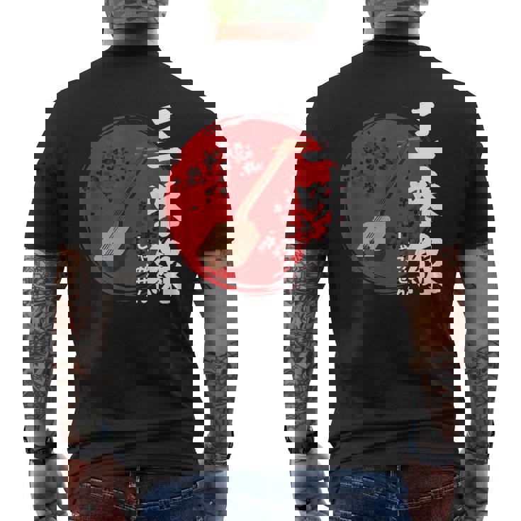 日本三味線 伝統楽器 メンズTシャツ バックプリント