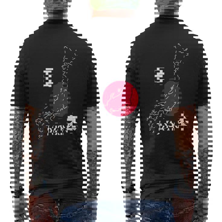 日本地図日本の観光ギフト メンズTシャツ バックプリント