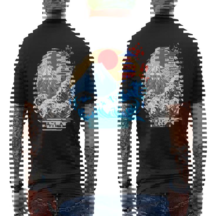 日本山 富士 大波 神奈川 日本 ヴィンテージアート メンズTシャツ バックプリント