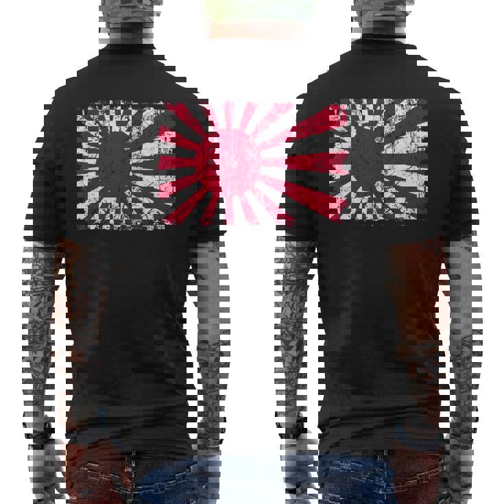 日本海軍旗 日本の誇り ビンテージ アンティーク調 愛国心 メンズTシャツ バックプリント