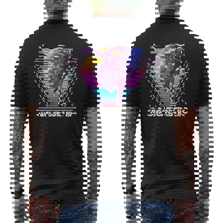 日本相撲 レトロベイパーウェイブ90s 相撲リンガー メンズTシャツ バックプリント