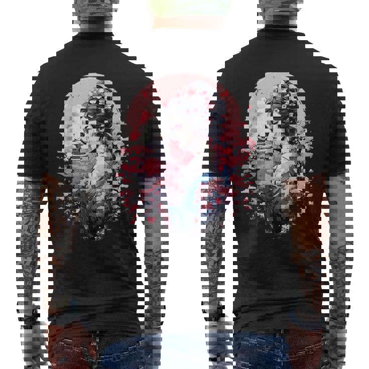 日本美術 浮世絵 アニメ 芸者 桜 富士山 メンズTシャツ バックプリント