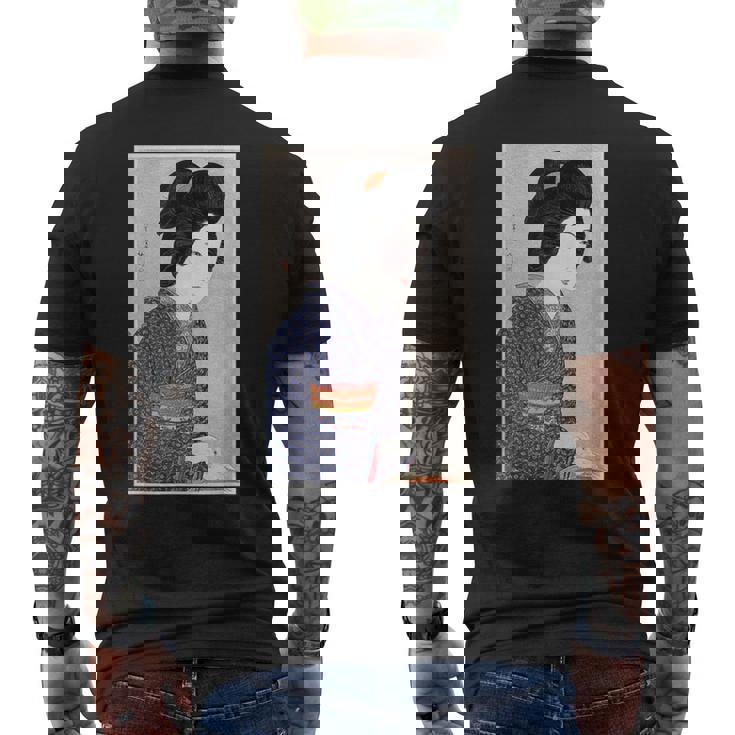 日本美術 芸者 日本木版 新版画美人画 メンズTシャツ バックプリント