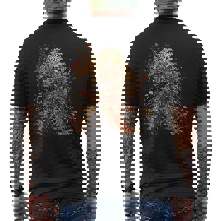 日本美術 虎 忍者 浮世絵 アニメ風 侍 虎 メンズTシャツ バックプリント