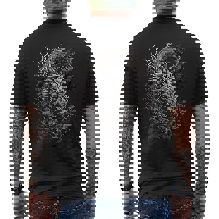 日本龍 タトゥー描画 伝統的な日本のグラフィックtシャツ メンズTシャツ バックプリント