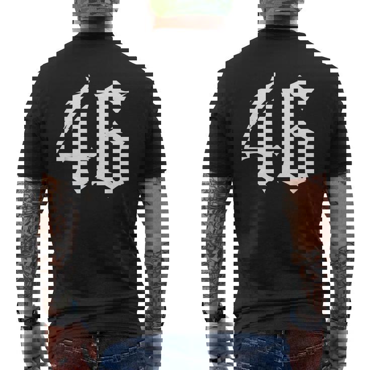 旧英数字 46 46 メンズTシャツ バックプリント