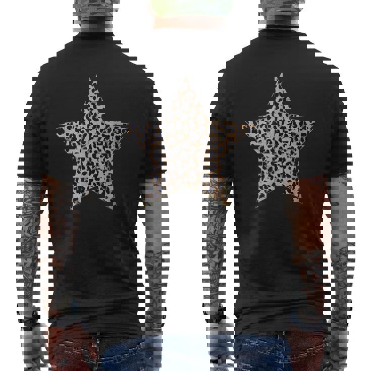 星型 かわいいチーターヒョウ柄グラフィック。 メンズTシャツ バックプリント