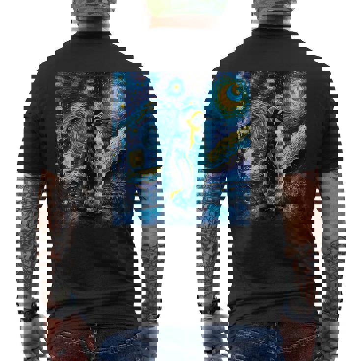 星月夜 ヴィンセント・ヴァン・ゴッホ 絵画 ペンギン メンズTシャツ バックプリント