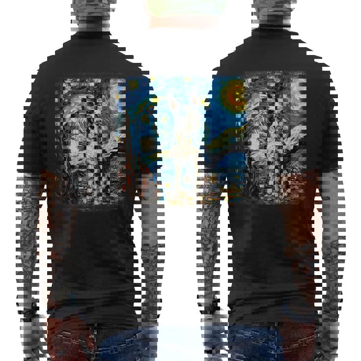 星月夜のヴァンゴッホ ボストンテリア メンズTシャツ バックプリント