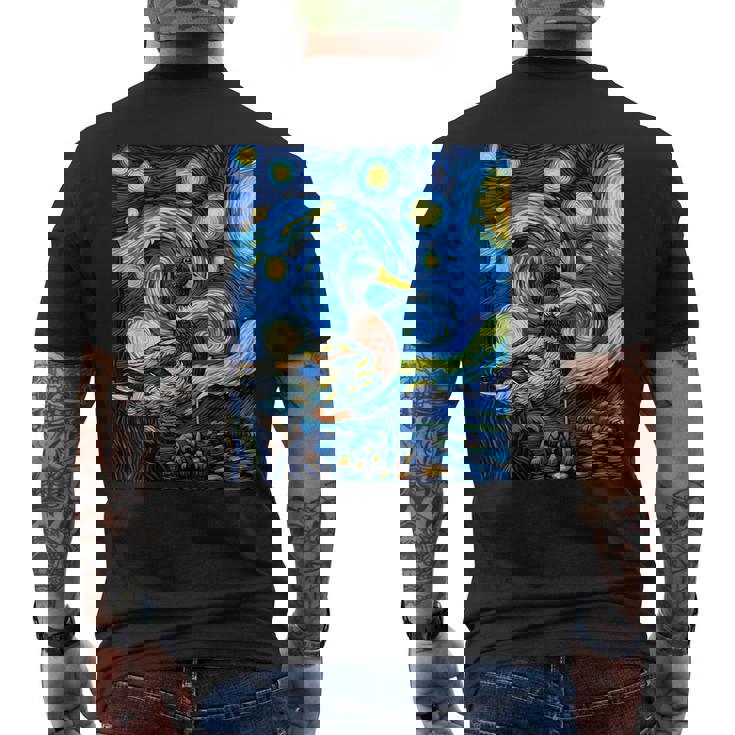 星空の下のアヒル アート グラフィック 誕生日 クリスマス メンズTシャツ バックプリント